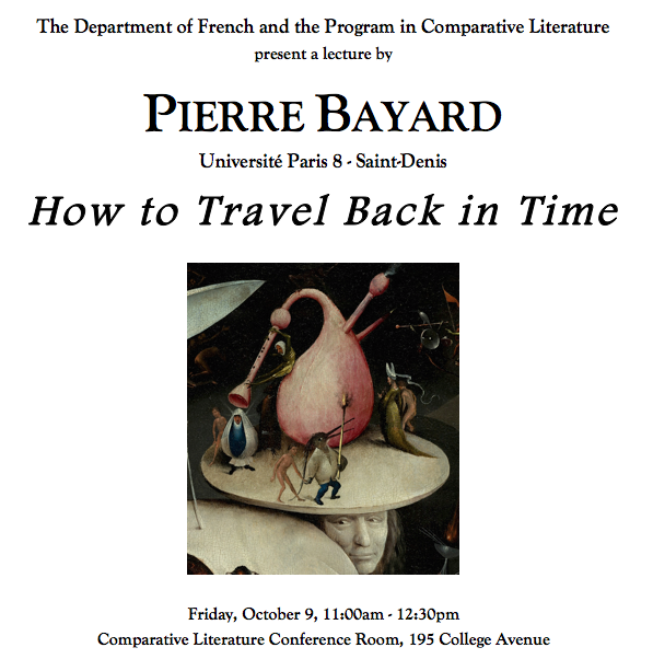 FrenchAtRutgers's tweet photo. Pr. Bayard, author of "How to speak about the books you have not read" will give a talk tomorrow / Comp Lit Dpt.11am http://t.co/Uzb1hdS6th
