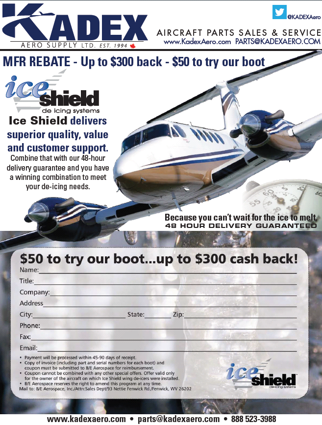 KADEXAero's tweet photo. Winter is near. Be prepared w/ #IceShield #deice boots. We have you covered w/ up to $300 cash back! http://t.co/qkevLXTmdH