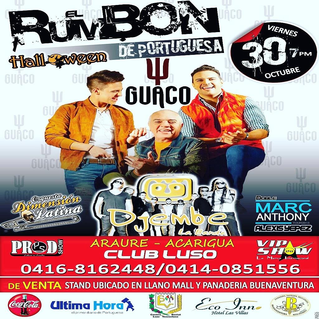 DJEMBELABANDA's tweet photo. "ACARIGUA" no te puedes perder este gran concierto. "GUACO" "DJEMBE" y  LA DIMENSION LATINA" 30 de Oct CLUB LUSO.. http://t.co/YLqewsFnn0