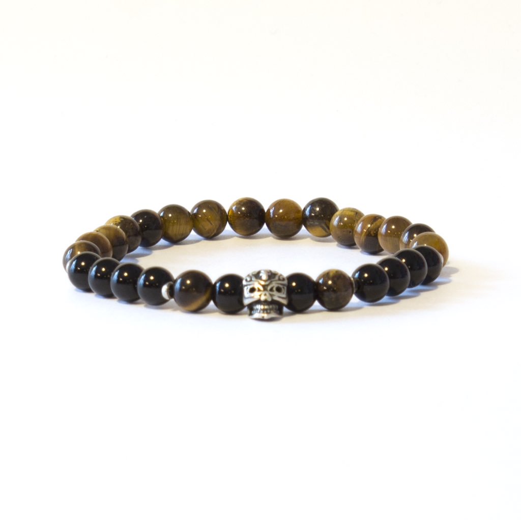 Captain Dead / Tigereye &amp; Silver Skull #BraceletOfHope #MensJewelry #bracelet #skull etsy.com/shop/seven5ive