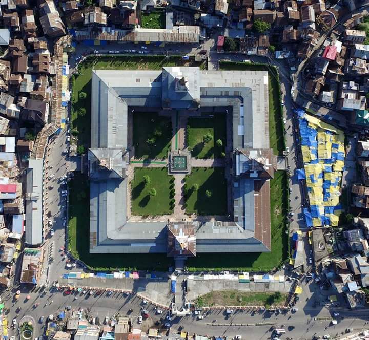 Aerial View of The #JamaMasjid situated at #Nowhatta, in the middle of the old city in #Srinagar #Kashmir .