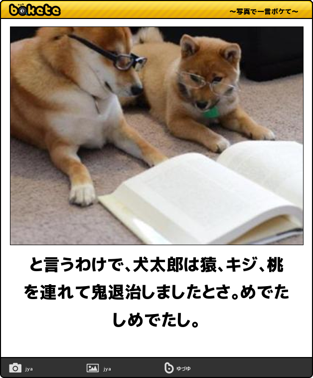 ボケて Bokete 公式 على تويتر と言うわけで 犬太郎は猿 キジ 桃を連れて鬼退治しましたとさ めでたしめでたし ボケて T Co Yp9s6f8owz T Co Beoyg9vyo7 ボケて Bokete 公式 على تويتر と言うわけで 犬太郎は猿 キジ 桃を連れて鬼退治しましたとさ めでたしめでたし ボケて T Co Yp9s6f8owz T Co Beoyg9vyo7