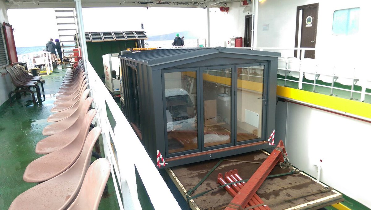 One amazing shed taking up the entire ferry on an epic journey to the isle of Eigg, big thanks to <a href="/CalMacFerries/">CalMac Ferries</a>