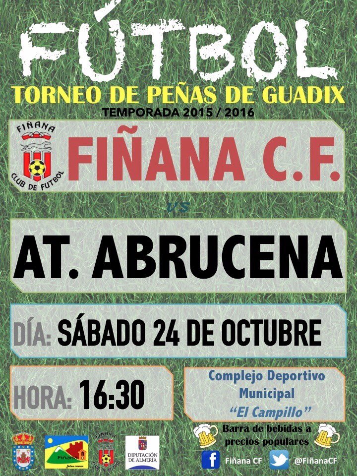 Empezamos la Temporada 15/16
FiñanaCF-At.Abrucena
Sábado 24/10/15-16:30h en el Campo Municipal Fiñana "El Campillo"