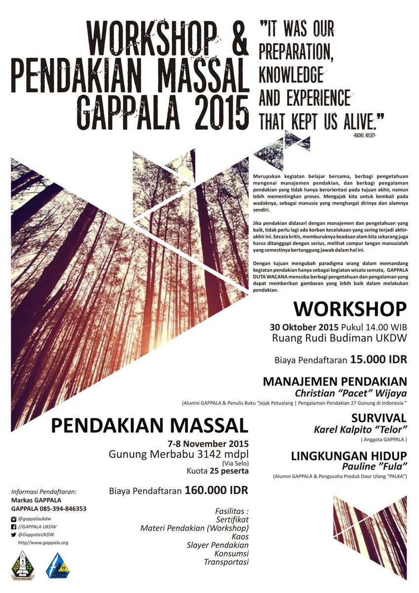 Hadiri dan Ikutilah Workshop &amp; Pendakian Massal  Gappala UKDW 2015.