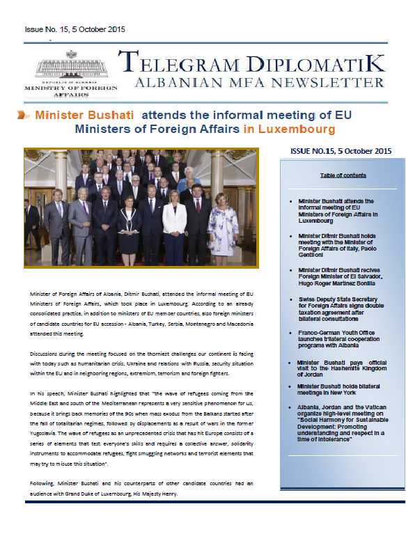 The news you might have missed: AlbanianMFA Newsletter #UNGA70, bilateral cooperation & more goo.gl/Do61Ti