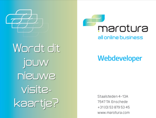 marotura's tweet photo. Wordt jij onze nieuwe collega? Wij zijn op zoek naar een #webdeveloper: https://t.co/RruNzFlsMw #vacature #Enschede https://t.co/wh2P65Zold