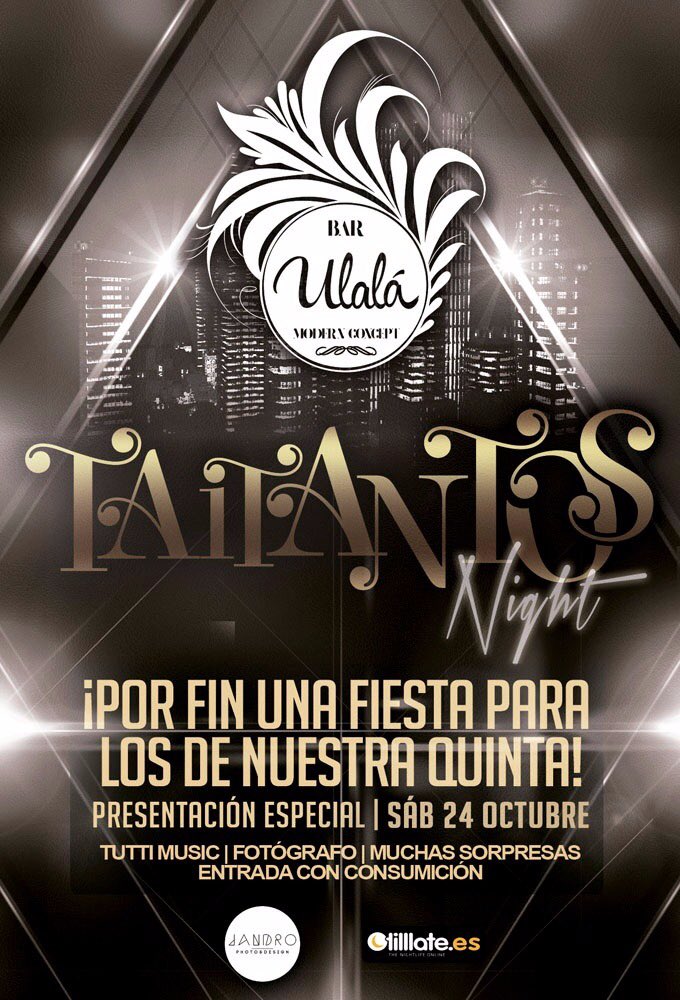 UlalaBar's tweet photo. Este sábado 2 sets, 2 ambientes, llega TAITANTOS, una fiesta con los grandes Hits musicales.
@dj_jormi @AngelBarbe https://t.co/UwnxyEjkxH