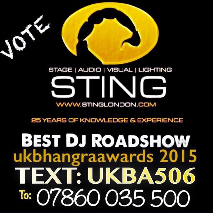 Vote Sting Roadshow London as 'Best DJ Roadshow 2015'. Let's bring this award home for the second year! Thank you X