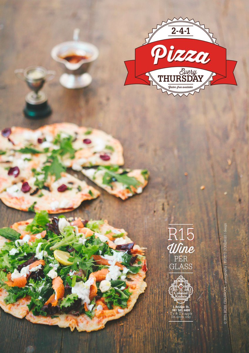 2 4 1 pizza special, every Thursday.