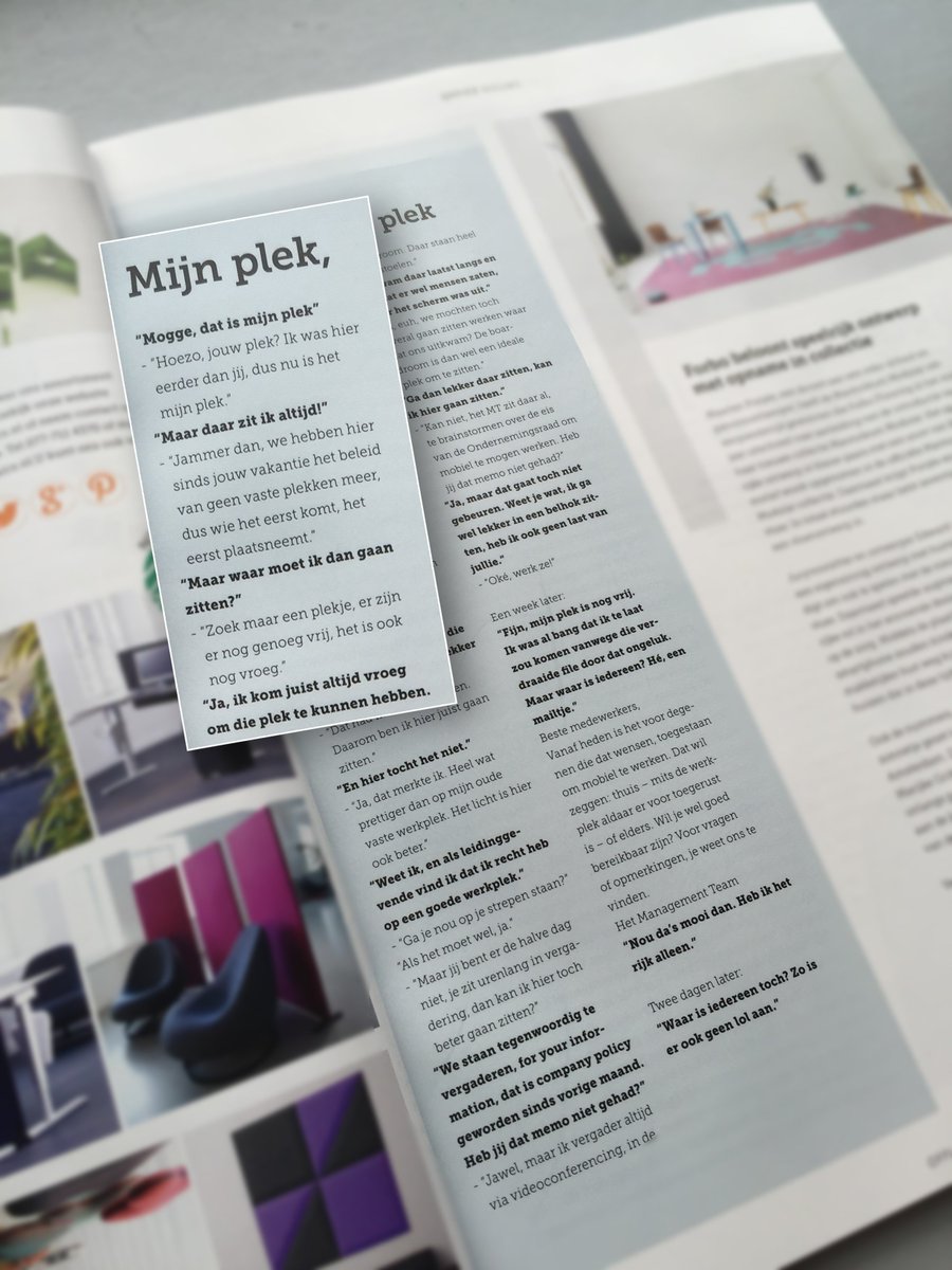 Health2Work's tweet image. Hoe gaat het #flexwerken bij jullie? Leuk voorbeeld @OfficeNL #dynamischwerken