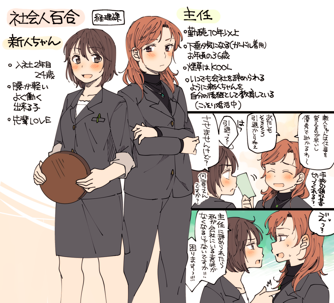 こういう設定で社会人百合描きたいっていう覚書…年の差は二回りくらいあっても全然いけるなぁ。 