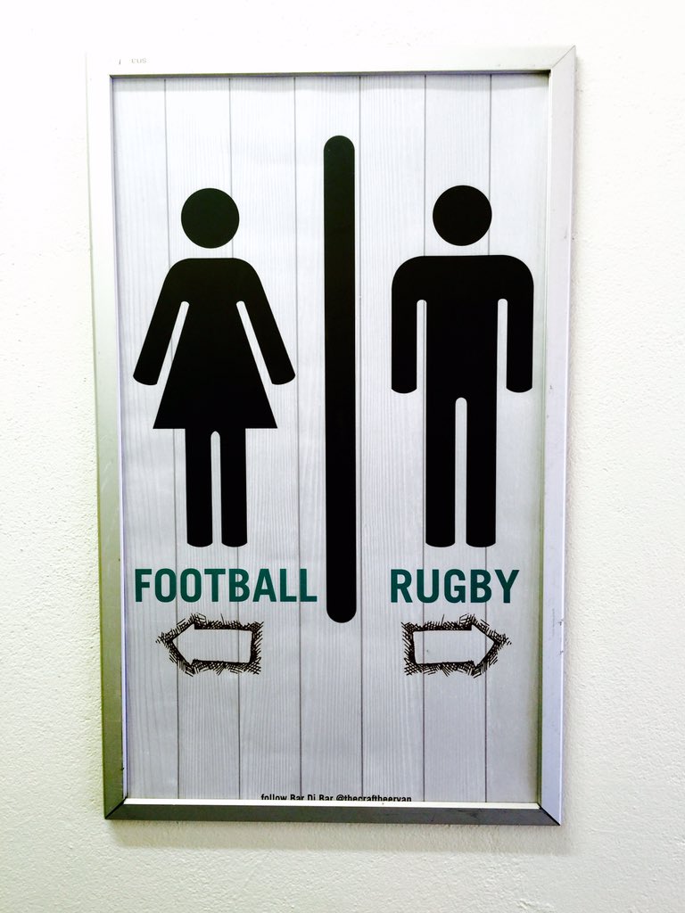 New toilet signs in prep for the #epic #SAvsNZL semi final clash....#RugbyWorldCup #Bokke