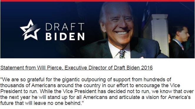 draftbiden's tweet photo. Statement from Will Pierce, Executive Director of Draft Biden 2016 https://t.co/YHJUWUrLtU
