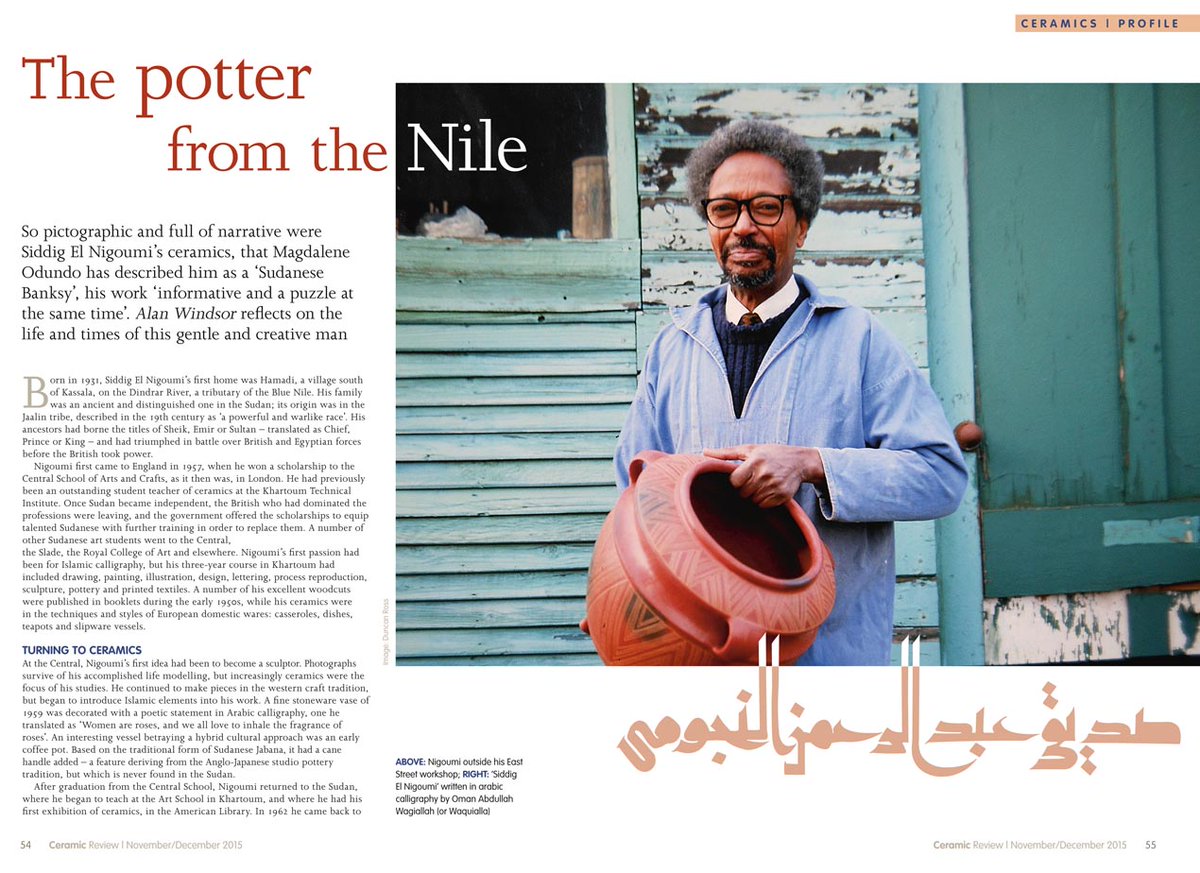 ceramicreview's tweet image. We explore the life of #ceramics maker Siddig el Nigoumi in CR &amp;amp; @CeramicsCentre will feature his work from 12 Nov