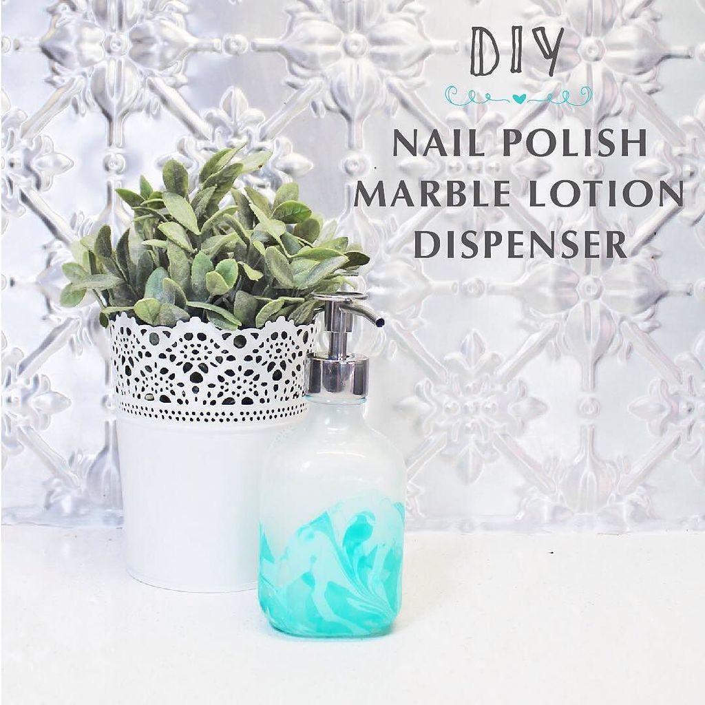 abbeyfloorcare's tweet image. #diymarble glass lotion dispenser | quick and easy to find supplies | #nailpolish #nailpol…