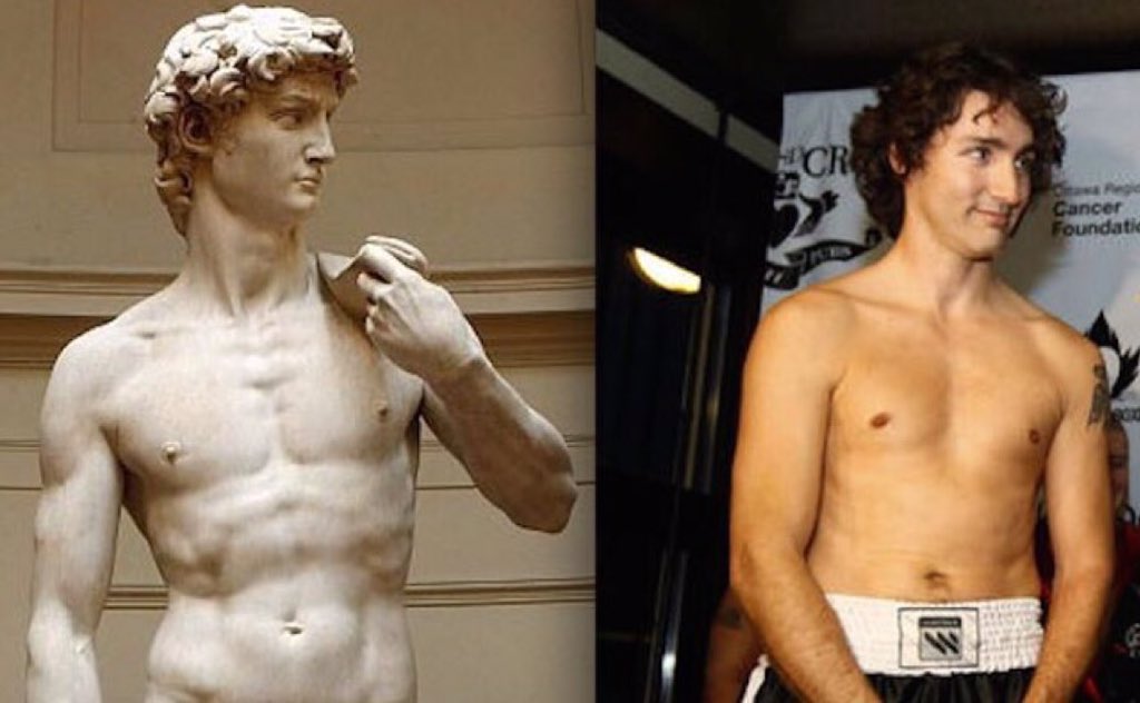 Announcement: The new PM of Canada, Justin Trudeau looks like the Statue of...
