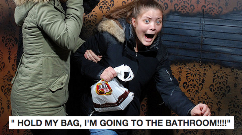 someecards's tweet photo. 21 photos of people scared sh*tless at haunted houses. https://t.co/YJkDL3YemE https://t.co/qTTr1FwXHQ