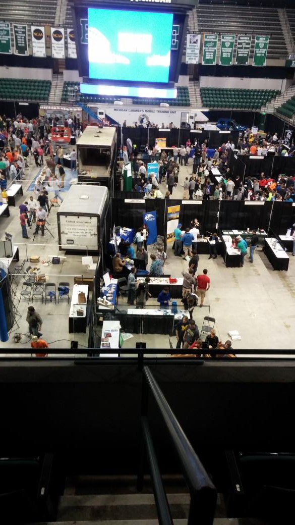 monahanm77's tweet photo. Just build trade show at convo center. 2000 high school kids at emu. https://t.co/IJLQxABmIr
