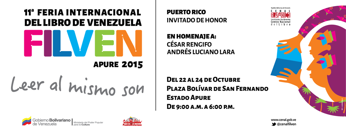 filven_cultura's tweet photo. La fiesta literaria de Venezuela, #Filven2015 llegará al Estado Apure desde el 22 al 24 de octubre https://t.co/AJ2K27WW6R