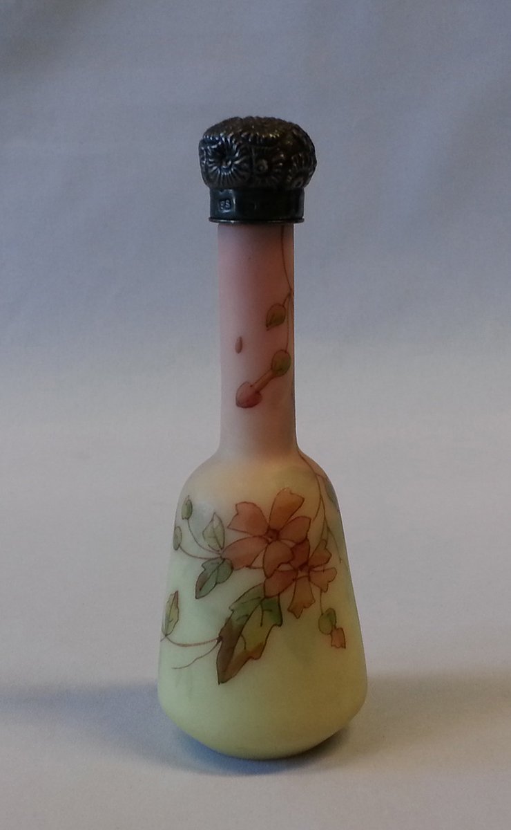 Rare Webb Hand Painted Burmese Glass Perfume Bottle Just Listed For Sale. Take look: allantiqueglass.com/webb-burmese-g…