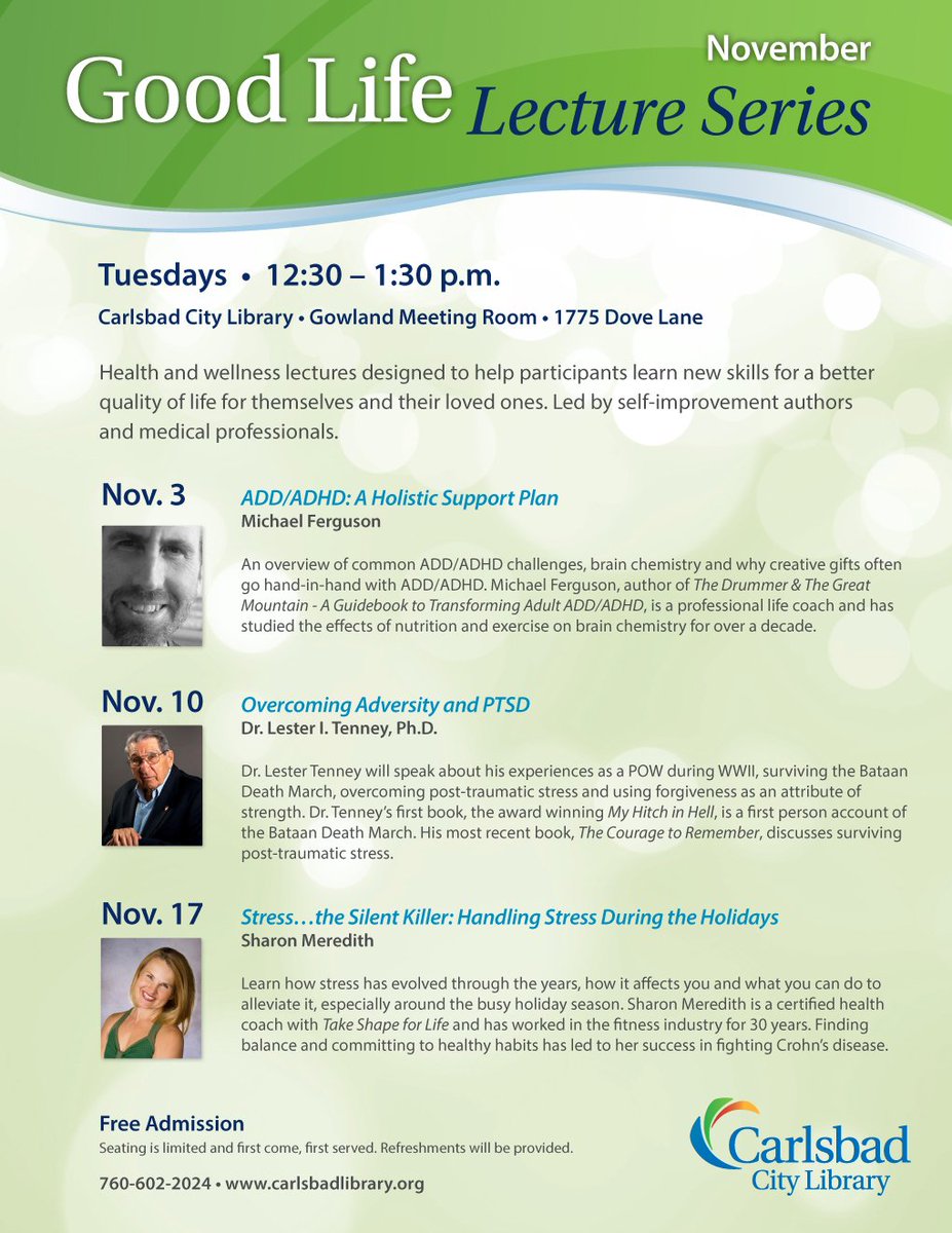 AdultADDTips's tweet image. Carlsbad Library Lecture – “ADD/ADHD – A Holistic… dlvr.it/CW7x1b #Events #NewsArticles #carlsbad #wellness