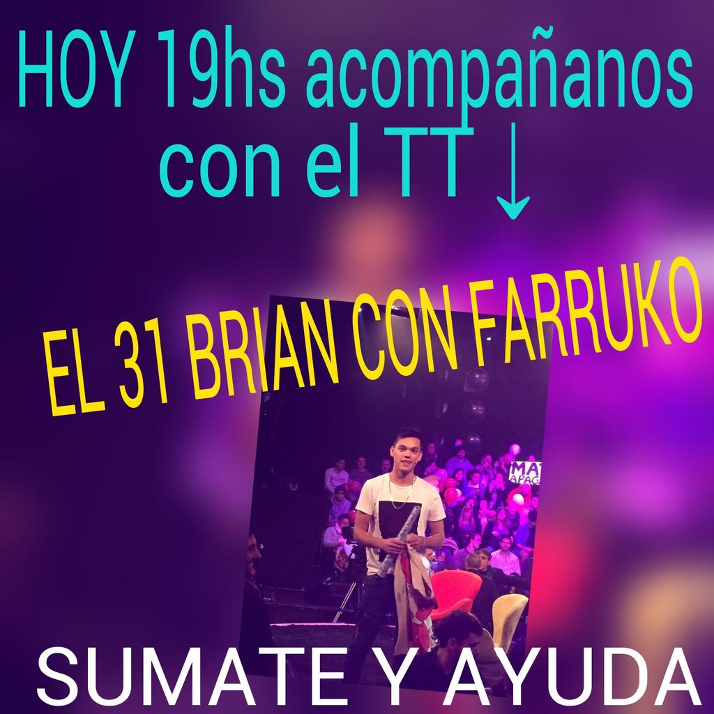 __barrita__'s tweet photo. → EL 31 BRIAN CON FARRUKO ←
Hoy 19hs.
DIFUNDAN♥ https://t.co/NRHXyXcvqm