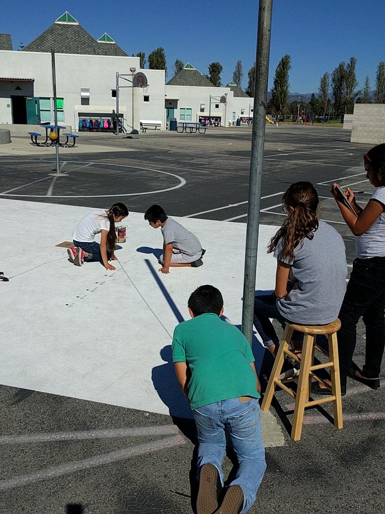 Vollmert805's tweet image. How many gnomens from the pole does the shadow extend?  (Patterns emerging!). #ExploringSpaceAndTime # RioSchools