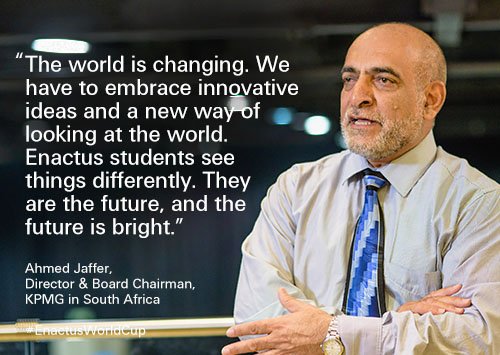 KPMG's tweet image. Ahmed Jaffer, @KPMG_SA, sees the bright future #Enactus students bring from attending the #EnactusWorldCup