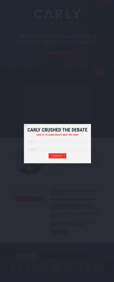 iSpionage's tweet image. We just noticed that @carlyfiorina recently started using a pop up similar to @hillaryclinton. #campaignmonitoring