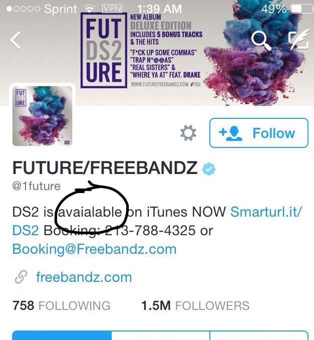 Searchcontinue_'s tweet image. An L for @1future