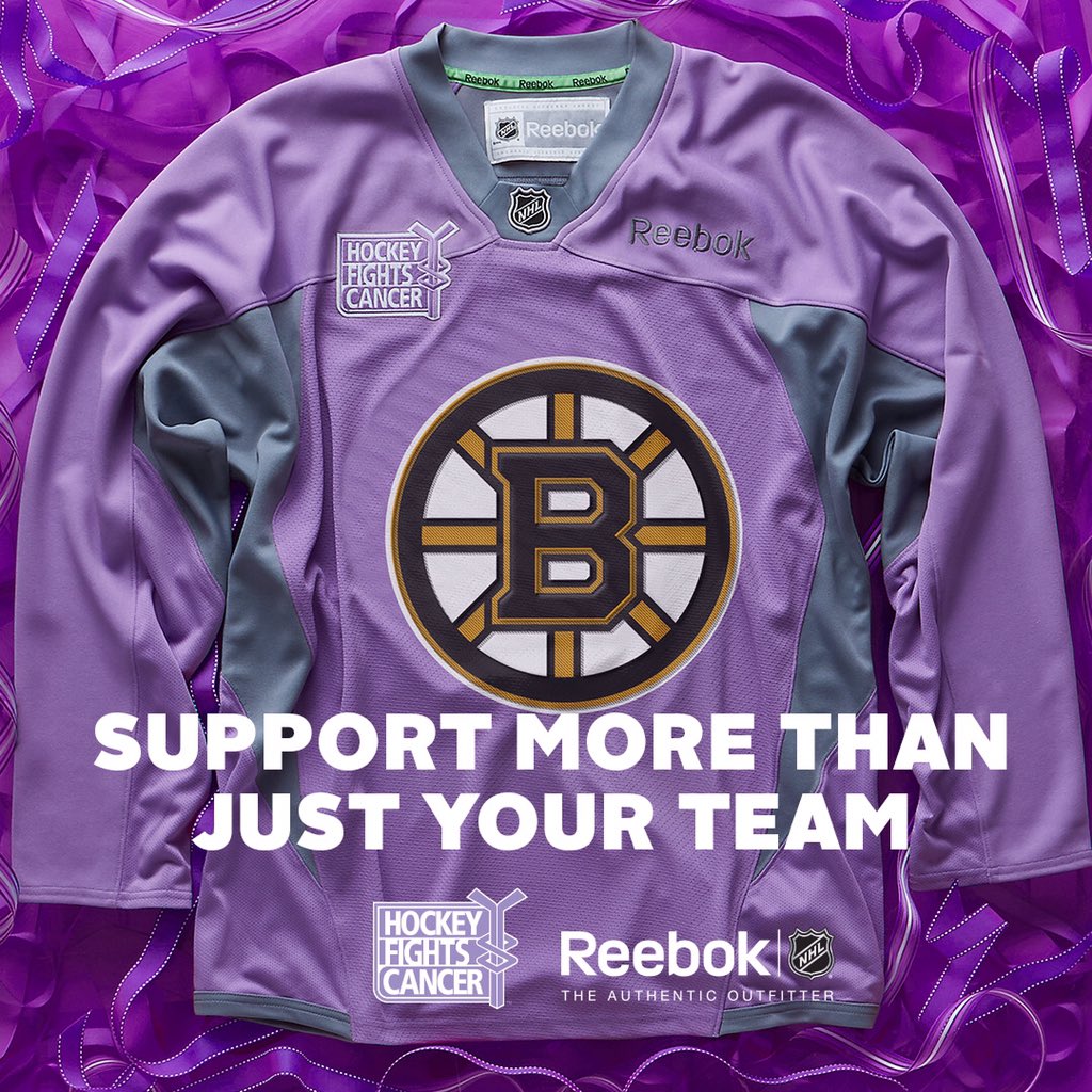 Boston Bruins Purple Hockey Fights Cancer NHL Jersey