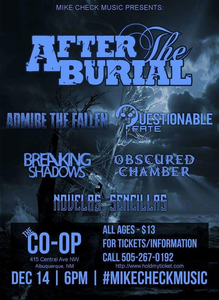 NovSenABQ's tweet image. Opening for @aftertheburial in December at the Co-op!