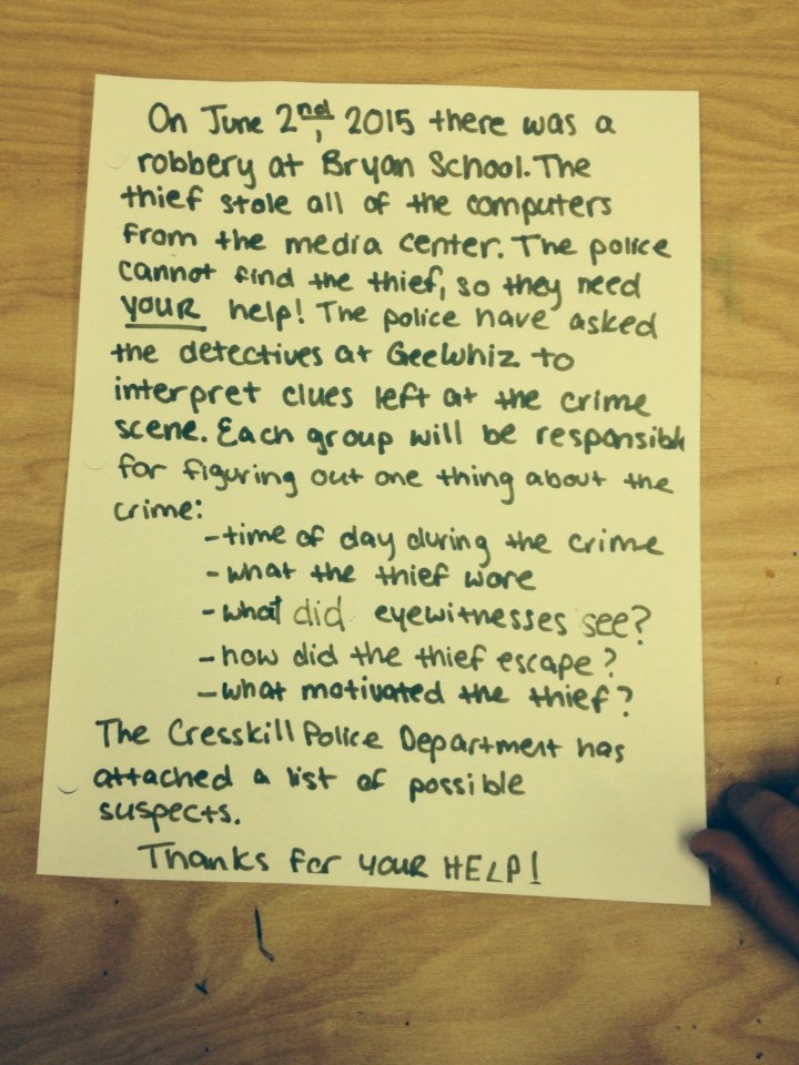EHB_Principal's tweet image. On 10/21 3rd-5th Grade Detectives @ GeeWhiz! participate in solving a crime scenario! #problemsolvingfun