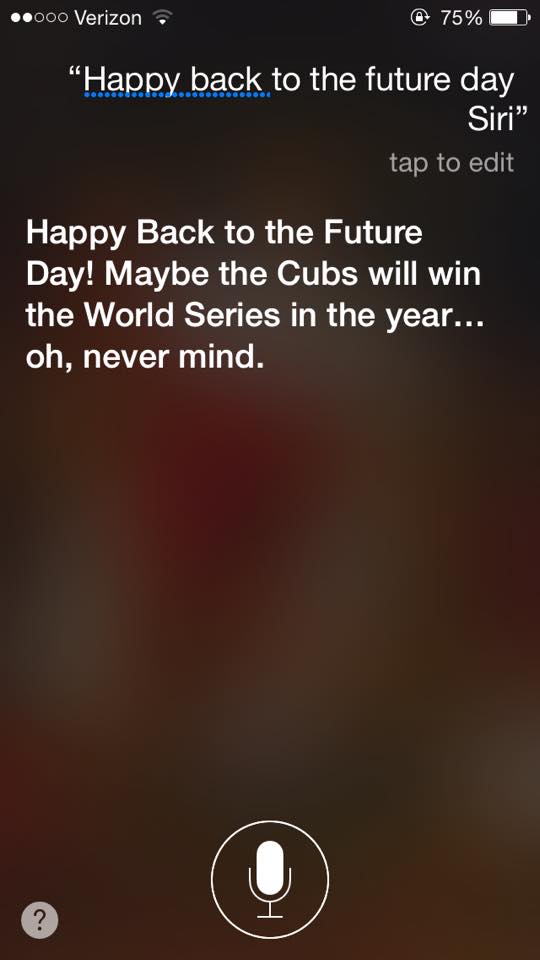 MLBMeme's tweet image. If you have an iPhone make sure you wish Siri a Happy #BackToFutureDay 
h/t Gregory Sainer