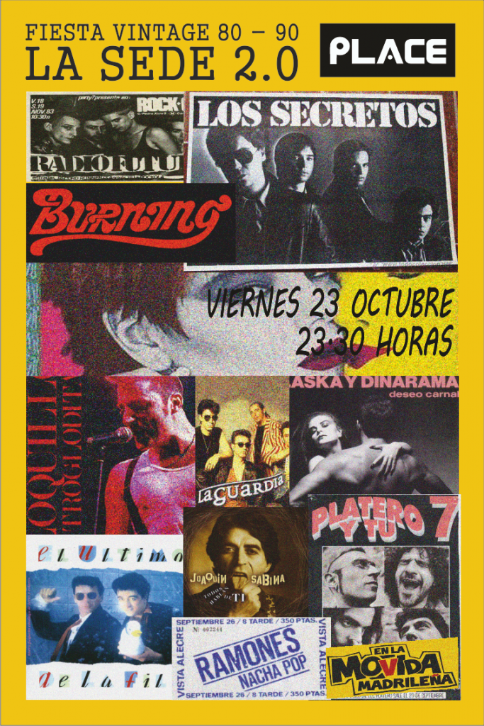 Este viernes vuelve la movida madrileña a Place #Teruel. #Fiesta #Vintage 80-90 con La Sede 2.0. No te lo pierdas.