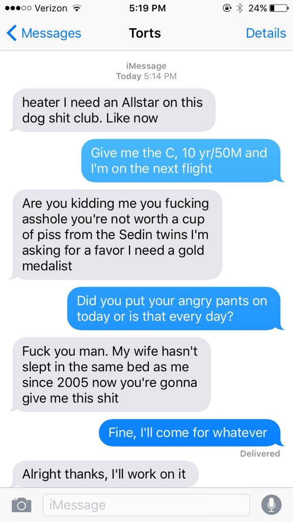 heatdaddy69420's tweet image. Yeah, torts hit me up. Wants me to join the 0-7 club. Talks are going good.