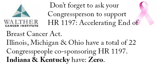 WaltherCancerIn's tweet image. Don't forget to ask your Congressperson to be a leader on HR 1197: Accelerating the End of Breast Cancer Act