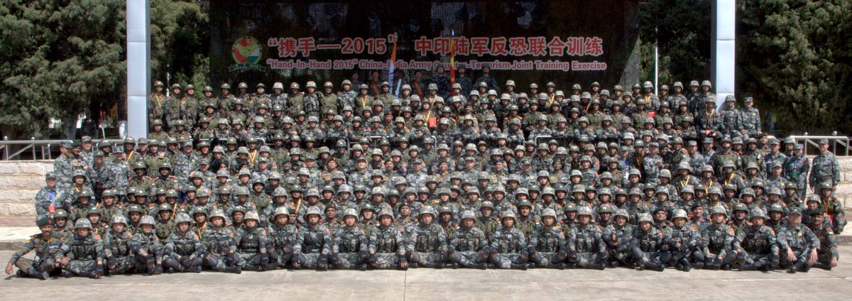 SpokespersonMoD's tweet photo. Snapshots of Concluding Ceremony of the 12-day Sino-Indian Military Exercise #HandInHand2015 at #Kunming, China. 2/2 https://t.co/wQ02LubyXm