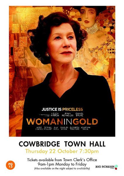 Tonight's showing Woman in Gold, Cowbridge Town Hall Doors 7.10pm £4. Community cinema at its best! <a href="/MoretotheVale/">MoretotheVale</a>