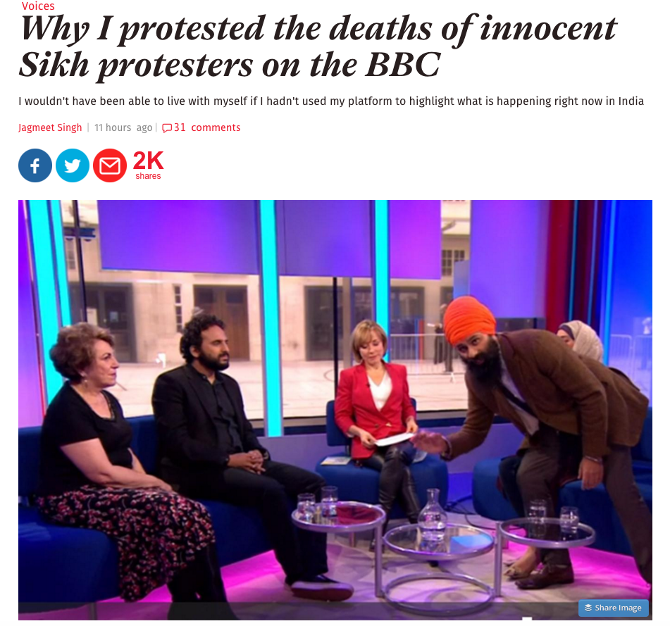 TweetKiran27's tweet photo. Why I protested the deaths of innocent Sikh protesters on the @BBCNews #SikhLivesMatter https://t.co/qevQf6Cf3U https://t.co/SCP2B56eGg