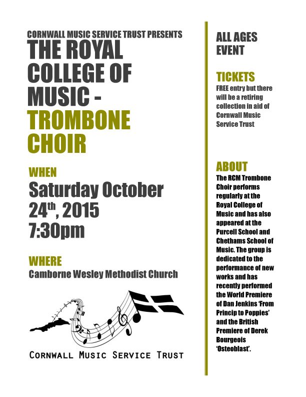 cornmustrust's tweet image. Not long to go until we present the Royal College of Music's Trombone Choir this Saturday.