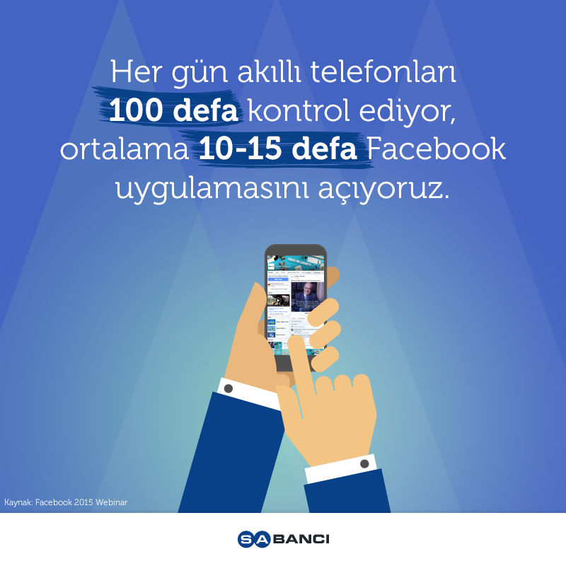 Her gün akıllı telefonları 100 defa kontrol ediyor, ortalama 10-15 defa Facebook'u açıyoruz. #biliyormuydunuz