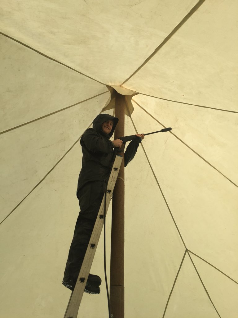 Honeycomb Marquees end of season big clean! At Church Farm UK, the perfect wedding venue.