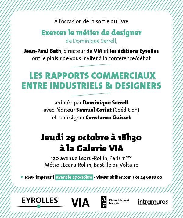 leFrenchDesign's tweet photo. Le 29/10 à 18h30 signature/débat @DSerrell dans la galerie VIA RSVP #design #ProprieteIntellectuelle #droit https://t.co/uZCVAo7uWK