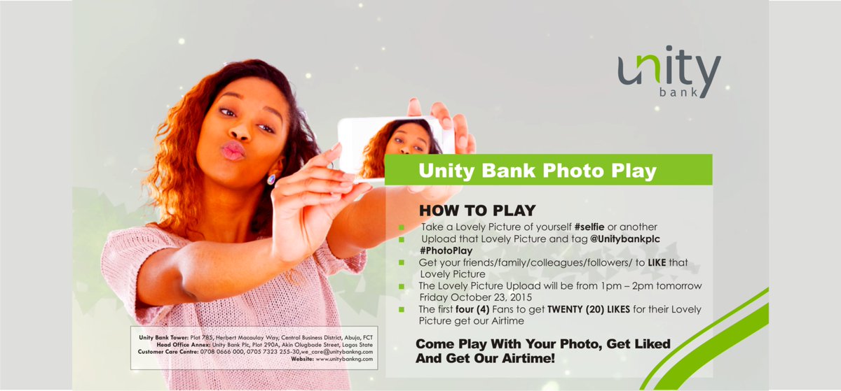 UnityBankPlc's tweet image. #WEEKENDFREEBIES .BE THE ONE!
Our #PHOTOPLAY on INSTAGRAM (@unitybankplc) will be tomorrow.See how to play,come WIN!