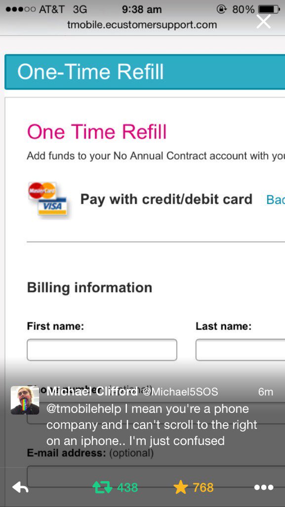 _5SOSFAMUPDATES's tweet photo. Let Michael enter his card details @TMobileHelp he needs to pay you #Money5SOS https://t.co/ZAjxTS24B0
