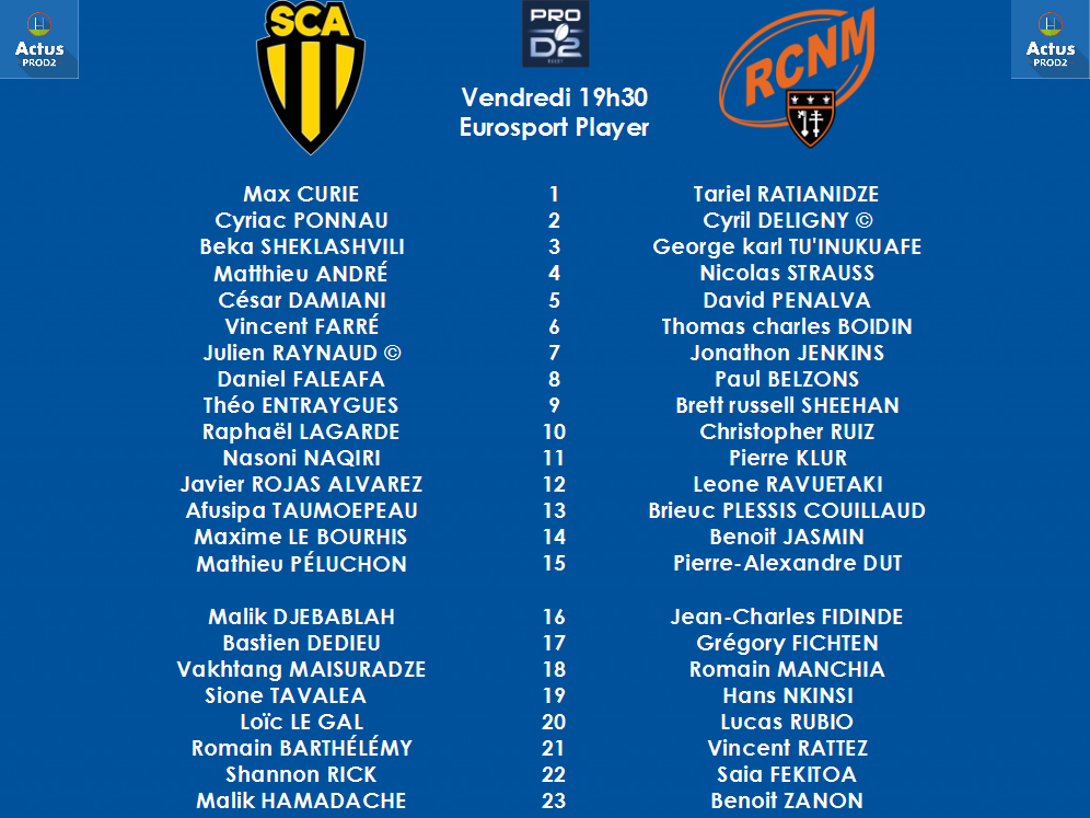ActusProD2's tweet photo. Compositions pour @SCA_OFFICIEL / @RCNMRUGBY #SCARCNM https://t.co/gq5mGa9YYV