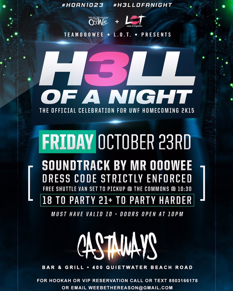 TeamOooWee's tweet photo. GET THOSE LAST MINUTE BANDS TODAY TOMORROW NIGHT ALL ROADS LEAD TO CASTAWAYS #HOAN1023 #H3LLOFANIGHT BANDS ARE $5 https://t.co/pYMTL12YBI