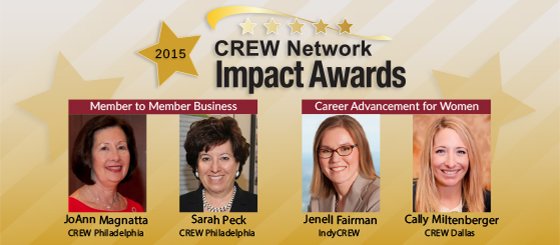 Congrats to 2015 CREW Network Impact Award winners from @CREW_Philly <a href="/IndyCREW/">IndyCREW</a> <a href="/CREWDALLAS/">CREW Dallas</a>! bit.ly/1LHWvUe